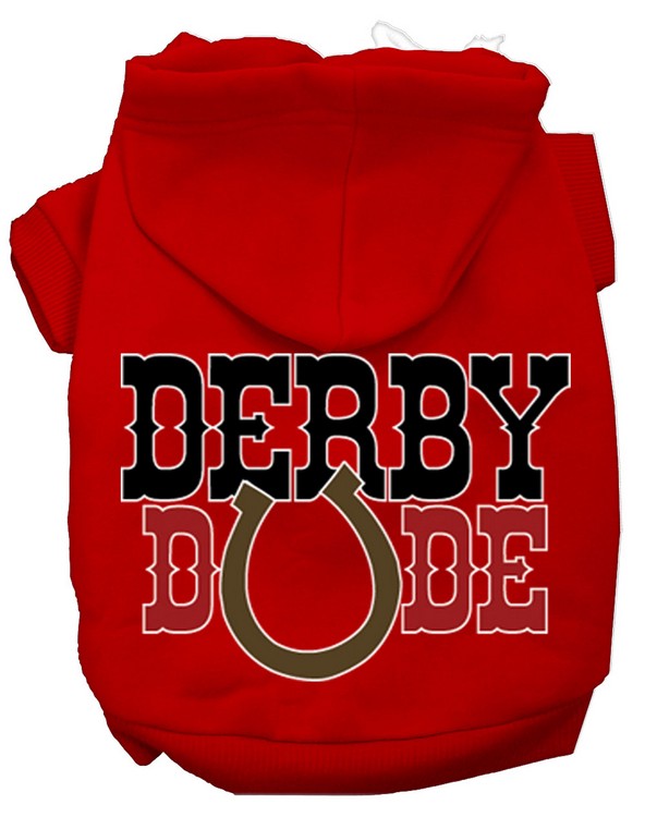 Derby Dude Screen Print Dog Hoodie Red S